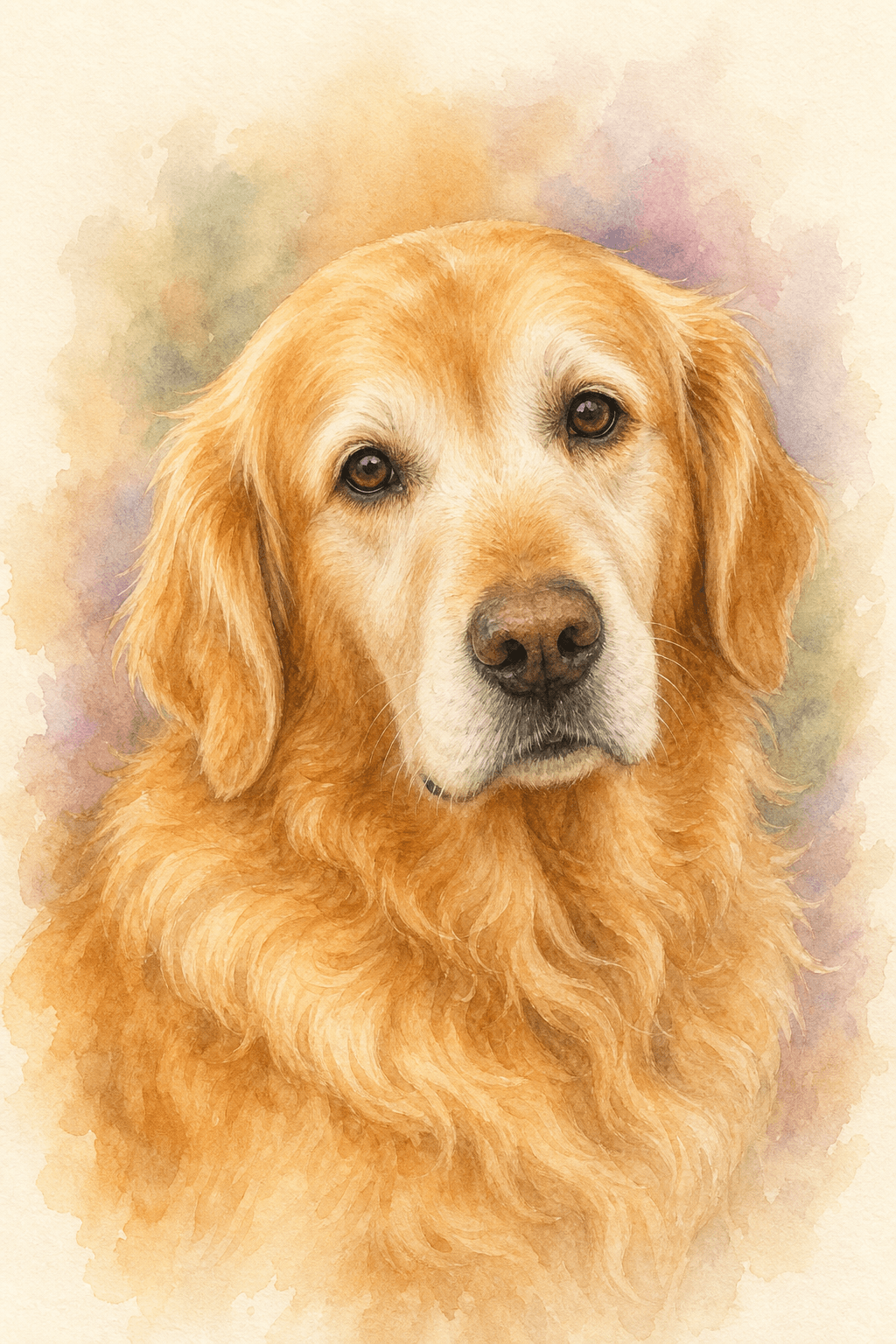 Watercolor: soft, hand-painted memorial portrait